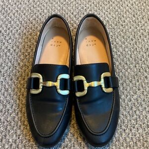 A New Day Black Loafers with Gold Chain Detail
